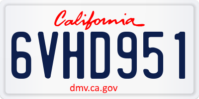CA license plate 6VHD951