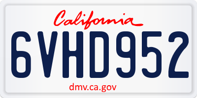 CA license plate 6VHD952