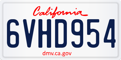 CA license plate 6VHD954