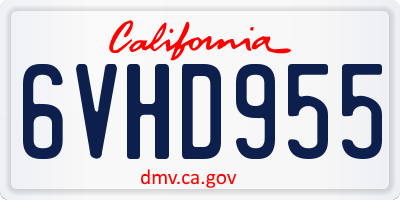 CA license plate 6VHD955