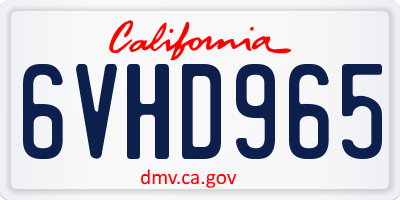 CA license plate 6VHD965