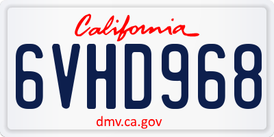 CA license plate 6VHD968