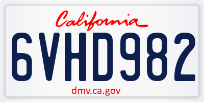 CA license plate 6VHD982