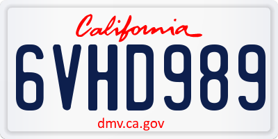 CA license plate 6VHD989