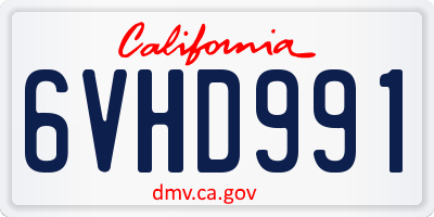 CA license plate 6VHD991