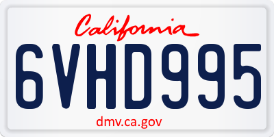 CA license plate 6VHD995