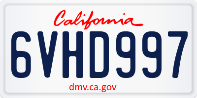 CA license plate 6VHD997