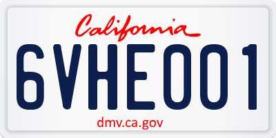 CA license plate 6VHE001