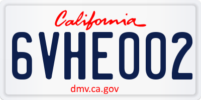 CA license plate 6VHE002