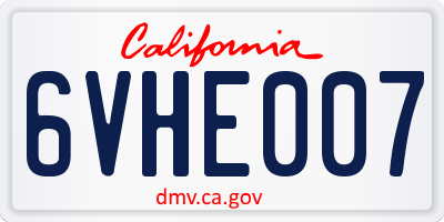 CA license plate 6VHE007
