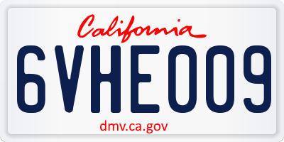 CA license plate 6VHE009