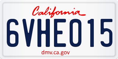 CA license plate 6VHE015