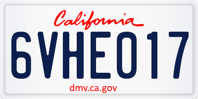 CA license plate 6VHE017