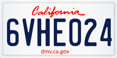 CA license plate 6VHE024