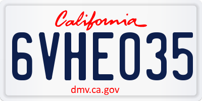 CA license plate 6VHE035