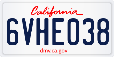 CA license plate 6VHE038
