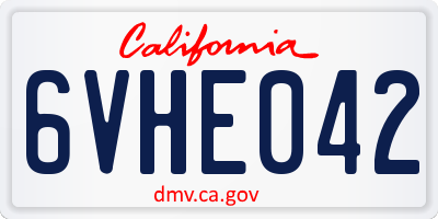 CA license plate 6VHE042