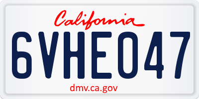 CA license plate 6VHE047