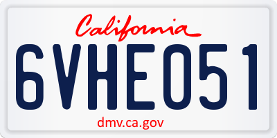 CA license plate 6VHE051