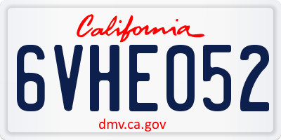 CA license plate 6VHE052
