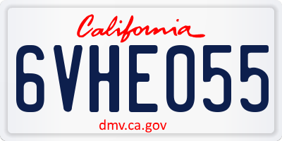 CA license plate 6VHE055
