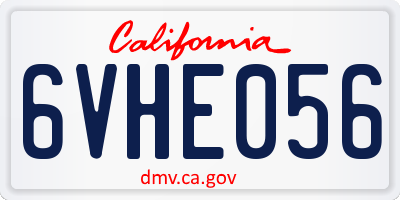 CA license plate 6VHE056