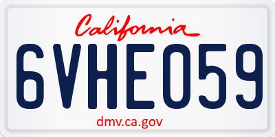 CA license plate 6VHE059