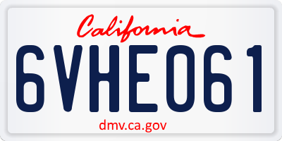 CA license plate 6VHE061