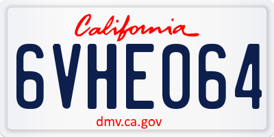 CA license plate 6VHE064