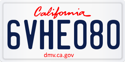 CA license plate 6VHE080