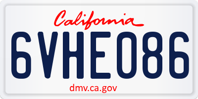 CA license plate 6VHE086