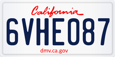 CA license plate 6VHE087