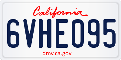 CA license plate 6VHE095