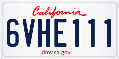 CA license plate 6VHE111