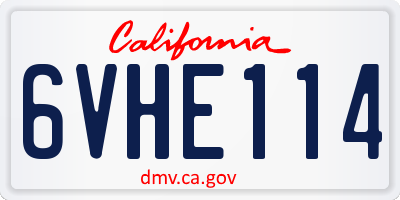 CA license plate 6VHE114