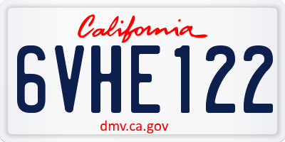 CA license plate 6VHE122