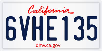 CA license plate 6VHE135