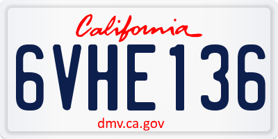 CA license plate 6VHE136