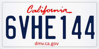 CA license plate 6VHE144