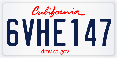 CA license plate 6VHE147
