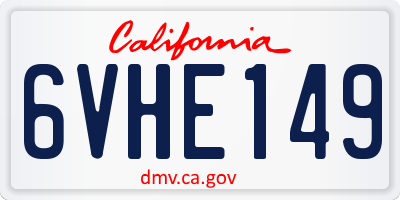 CA license plate 6VHE149
