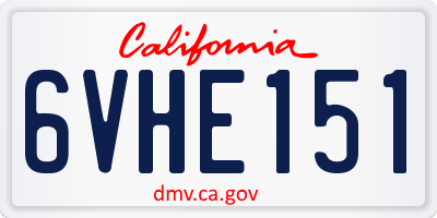 CA license plate 6VHE151