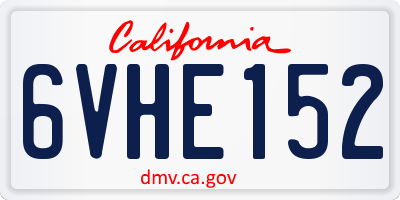 CA license plate 6VHE152
