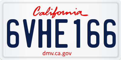 CA license plate 6VHE166