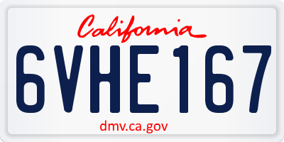 CA license plate 6VHE167