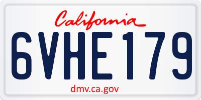 CA license plate 6VHE179