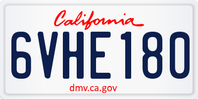 CA license plate 6VHE180