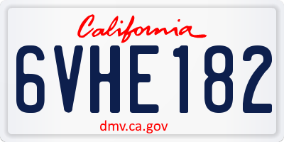 CA license plate 6VHE182