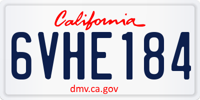 CA license plate 6VHE184