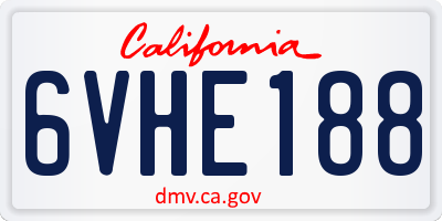 CA license plate 6VHE188